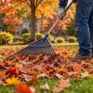 Seasonal yard cleanup illustration